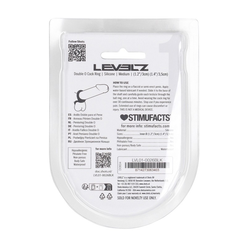 Levelz Double O Silicone Cockring - M - Black