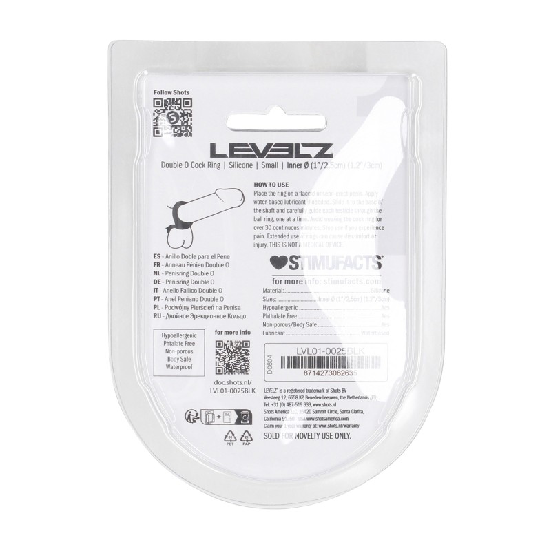 Levelz Double O Silicone Cockring - S - Black