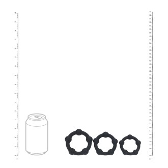 Levelz Beaded Silicone Cockring Set of 3 - S/M/L - Black