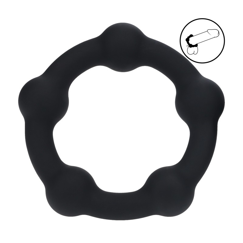 LEVELZ Beaded Silicone Cockring - L - 45mm - Black