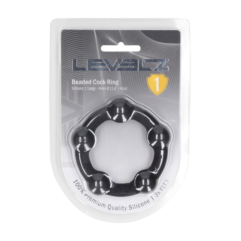 LEVELZ Beaded Silicone Cockring - L - 45mm - Black