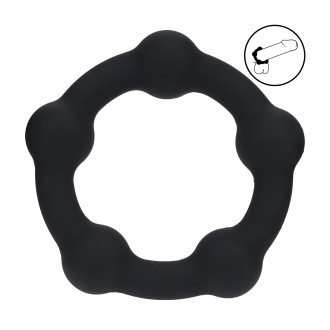 Levelz Beaded Silicone Cockring - M - 45mm - Black