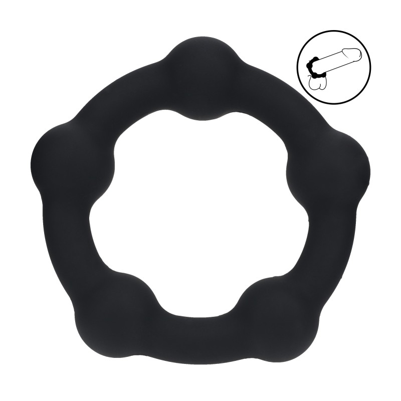 Levelz Beaded Silicone Cockring - M - 45mm - Black