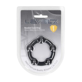 Levelz Beaded Silicone Cockring - M - 45mm - Black