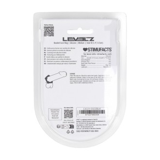 Levelz Beaded Silicone Cockring - M - 45mm - Black