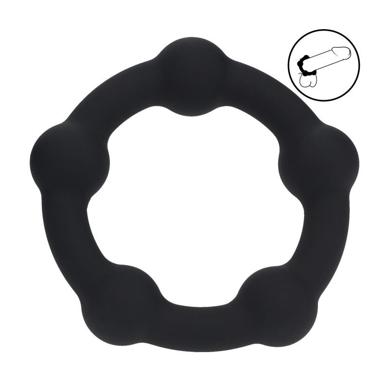 Levelz Beaded Silicone Cockring - S - 45mm - Black