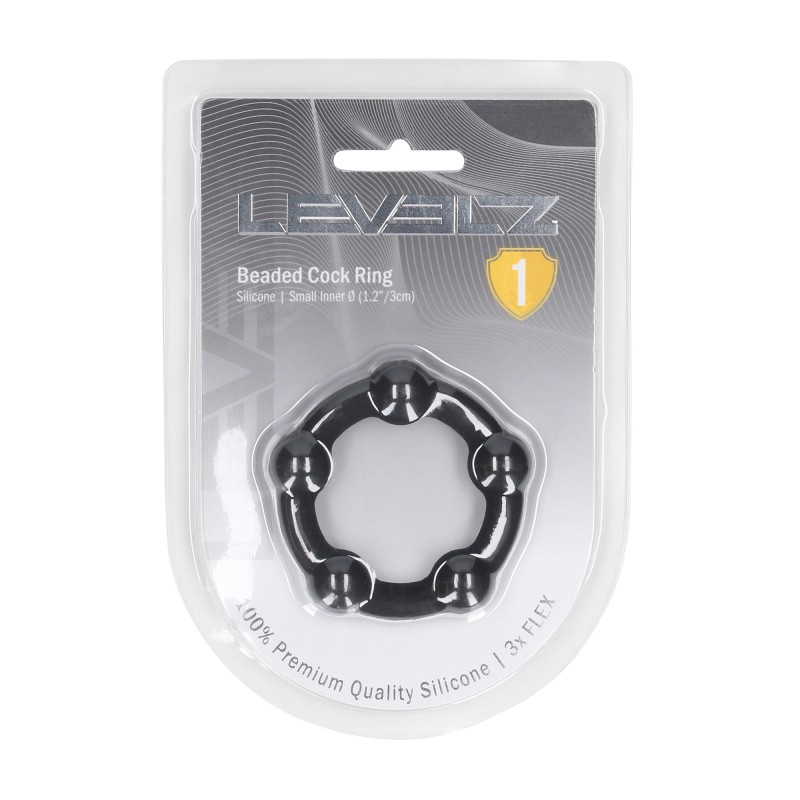 Levelz Beaded Silicone Cockring - S - 45mm - Black