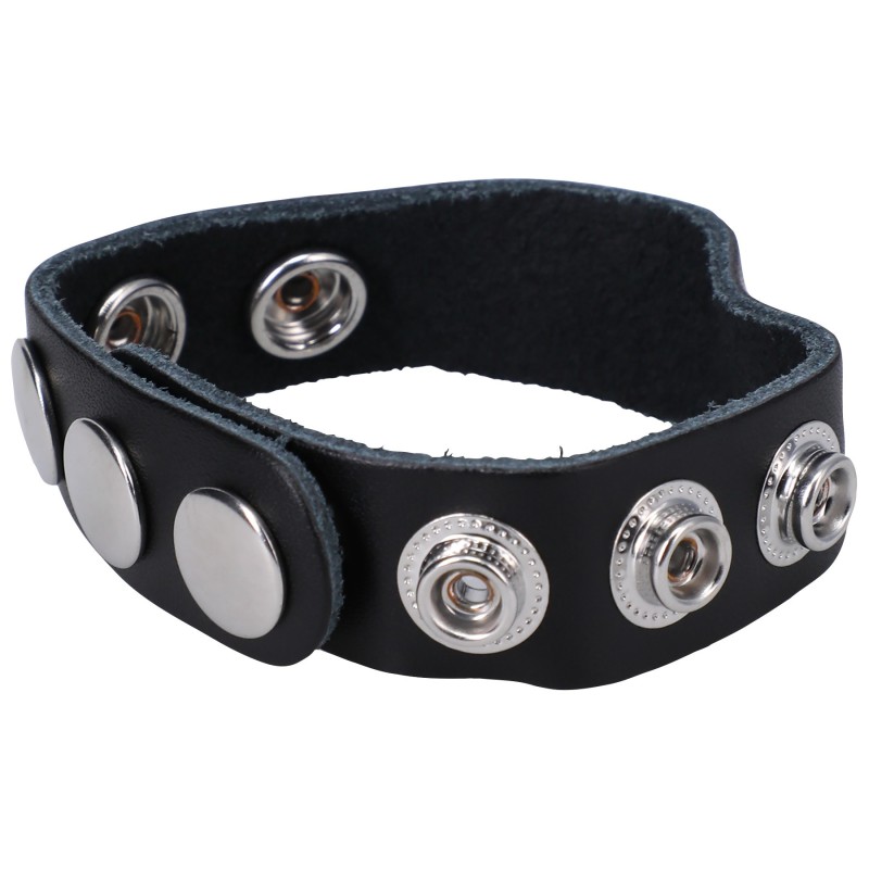 Doc Johnson The Leather 5 Snap - Leather Cockring