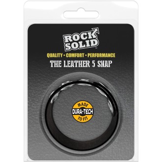 Doc Johnson The Leather 5 Snap - Leather Cockring