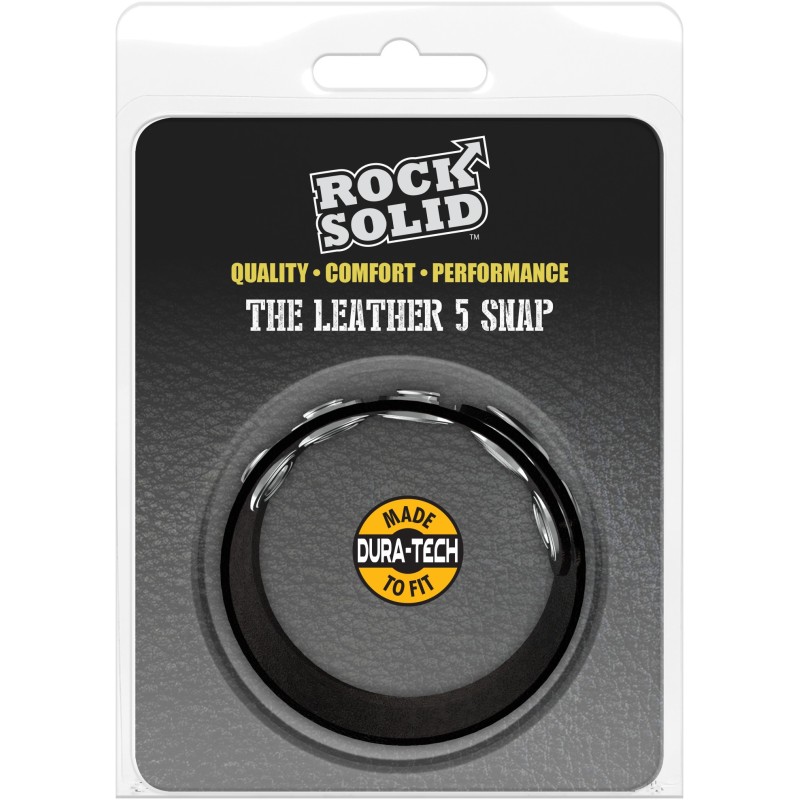 Doc Johnson The Leather 5 Snap - Leather Cockring