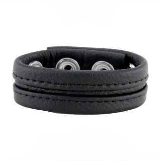Red Leather Adjustable Leather Cockring - Black