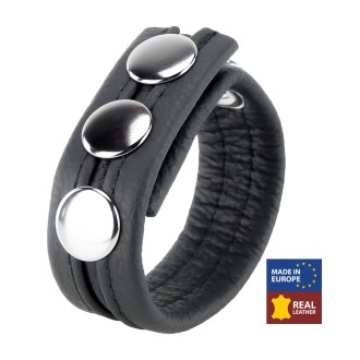 Red Leather Adjustable Leather Cockring - Black
