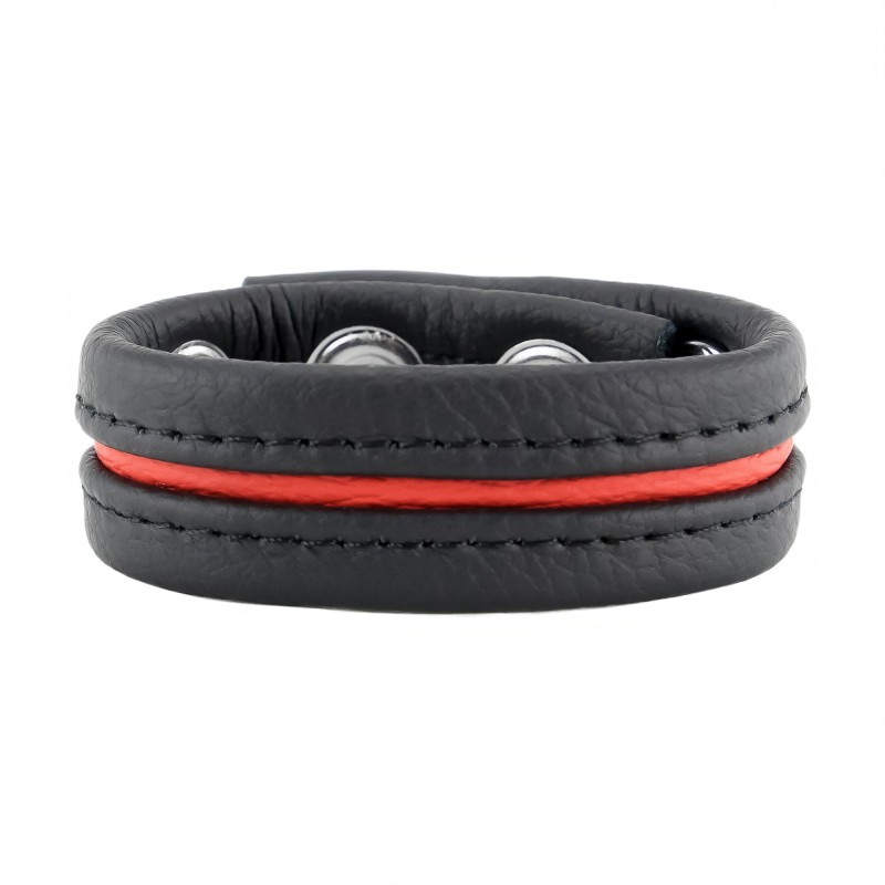 Red Leather Adjustable Leather Cockring - Red