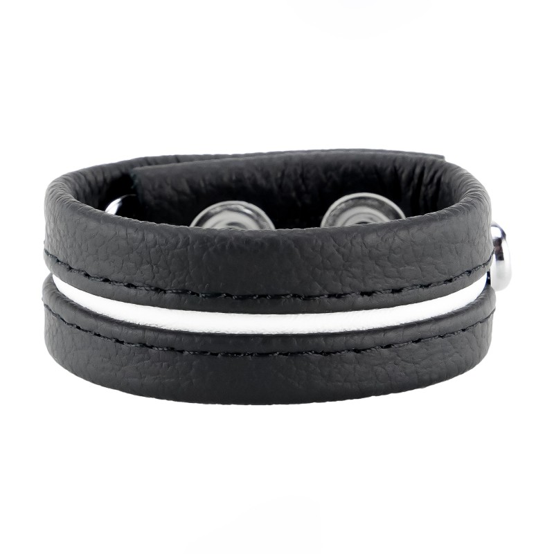 Red Leather Adjustable Leather Cockring - white