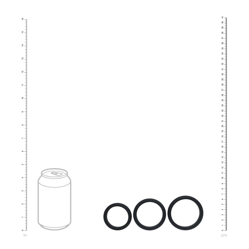Levelz Wide Wide O Silicone Cockring Set of 3 - L/XL/XXL - Black
