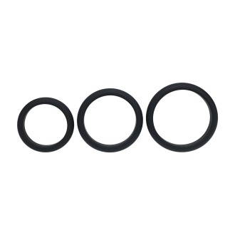 Levelz Wide Wide O Silicone Cockring Set of 3 - L/XL/XXL - Black