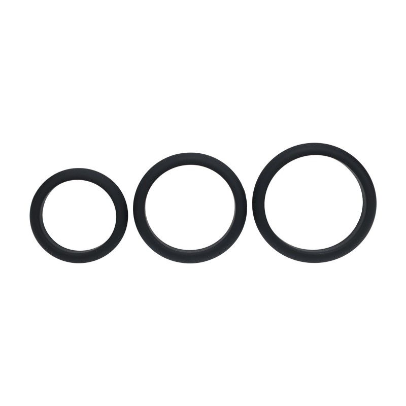 Levelz Wide Wide O Silicone Cockring Set of 3 - L/XL/XXL - Black