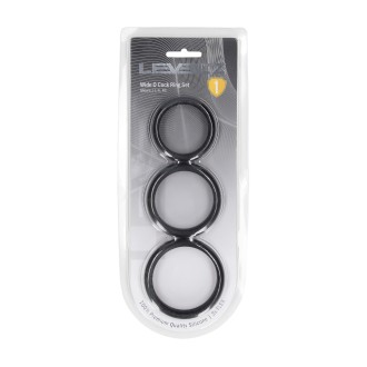 Levelz Wide Wide O Silicone Cockring Set of 3 - L/XL/XXL - Black
