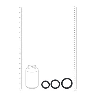 Levelz Wide O Silicone Cockring Set of 3 - S/M/L - Black