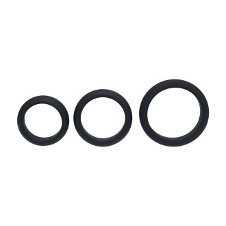 Levelz Wide O Silicone Cockring Set of 3 - S/M/L - Black