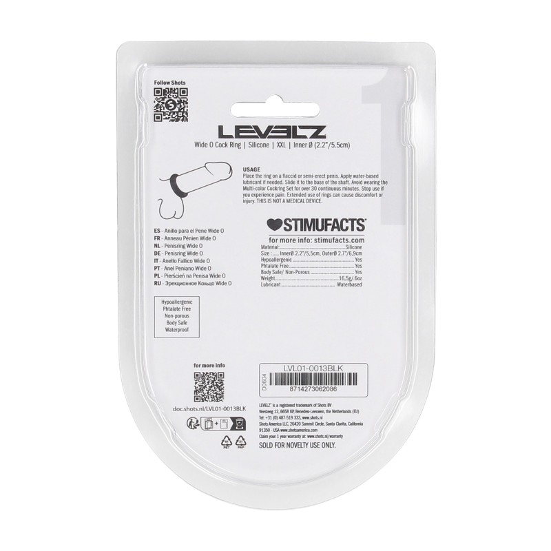 Levelz Wide O Silicone Cockring - XXL - 55mm - Black