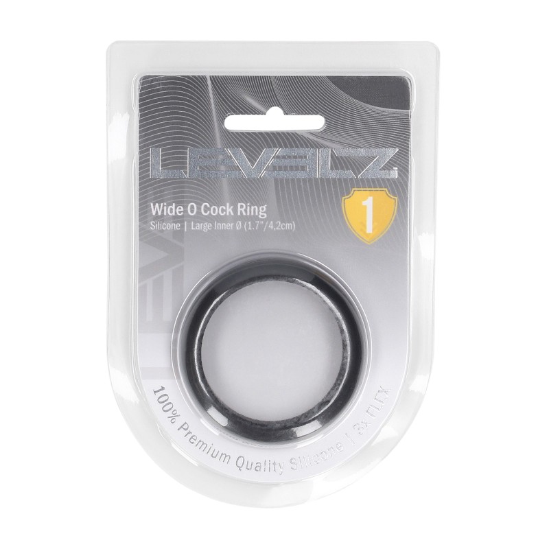 Levelz Wide O Silicone Cockring - L - 42mm - Black