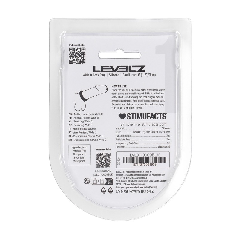 Levelz Wide O Silicone Cockring - S - 30mm - Black