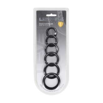 Levelz Classic Silicone Cockring Set of 6 - Black
