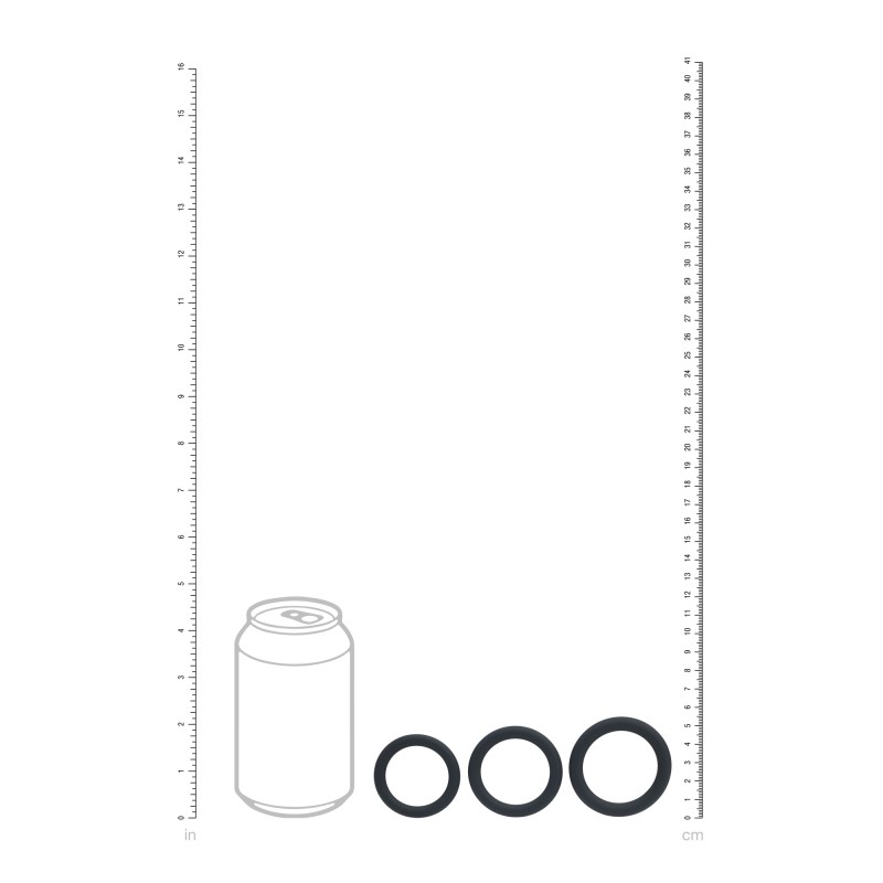 Levelz Classic Silicone Cockring Set of 3 - L/XL/XXL - Black