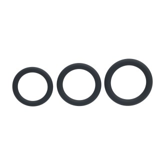 Levelz Classic Silicone Cockring Set of 3 - L/XL/XXL - Black