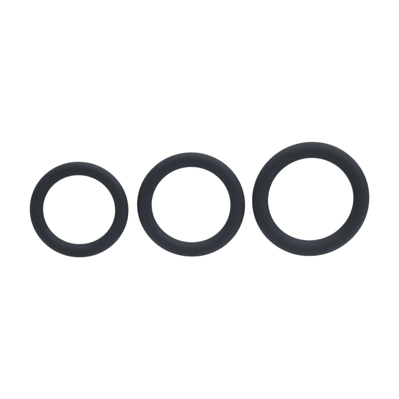 Levelz Classic Silicone Cockring Set of 3 - L/XL/XXL - Black