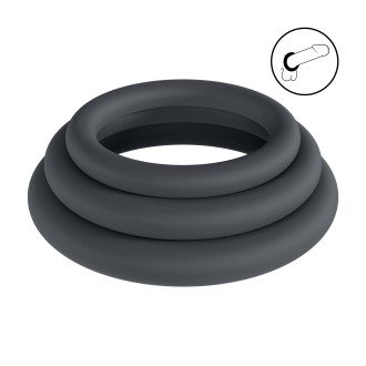 Levelz Classic Silicone Cockring Set of 3 - L/XL/XXL - Black