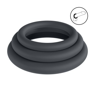 Levelz Classic Silicone Cockring Set of 3 - XS/S/M - Black