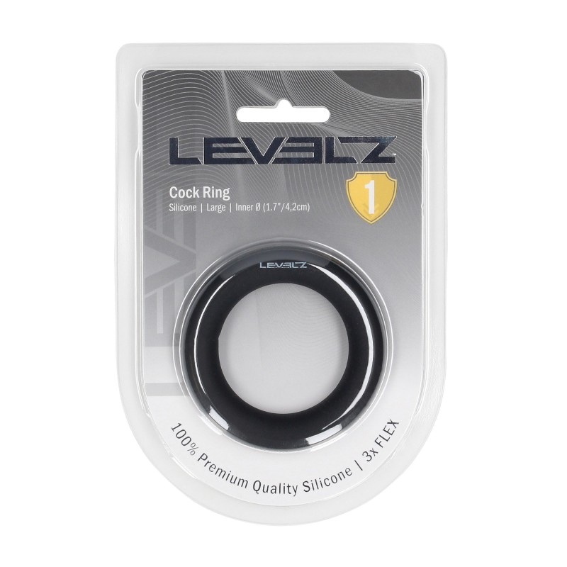 Levelz Liquid Silicone Cockring - L - Black