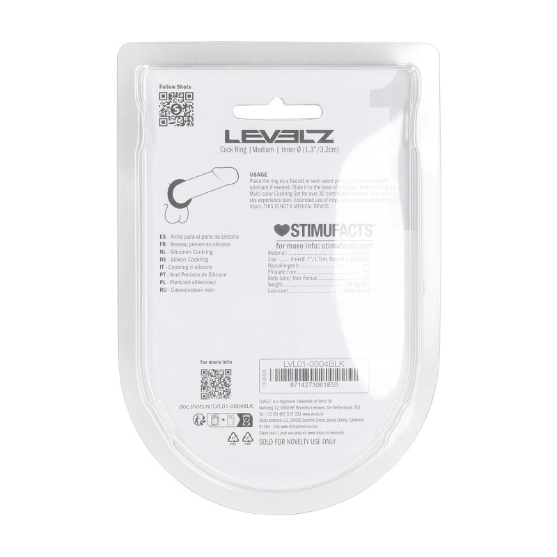 Levelz Liquid Silicone Cockring - M - Black