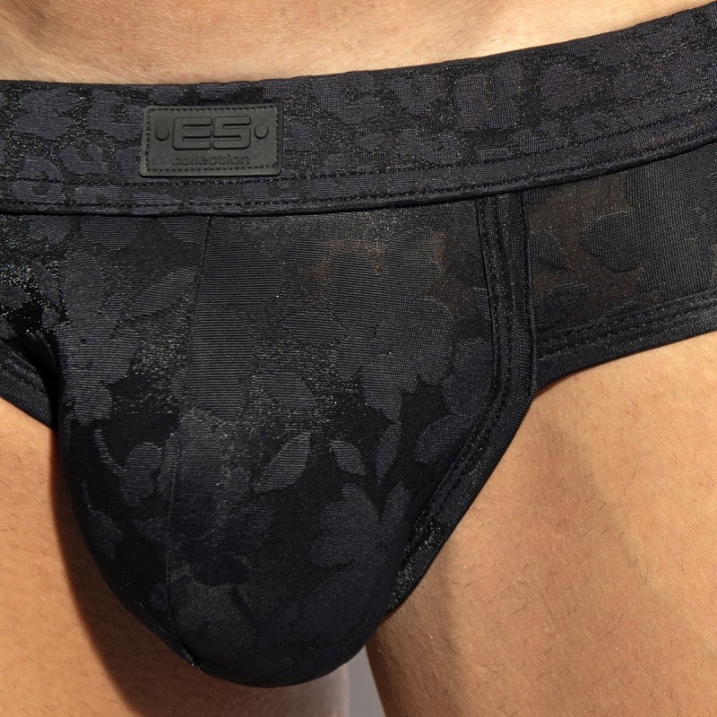 ES Collection See Through Flowers Brief Black