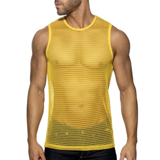 Addicted AD1426 Openwork Fabric Tank Top Yellow