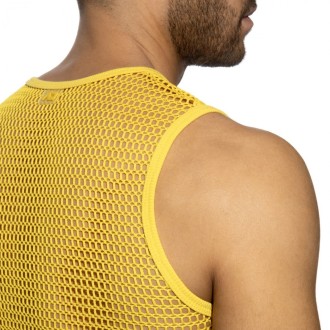 Addicted AD1426 Openwork Fabric Tank Top Yellow