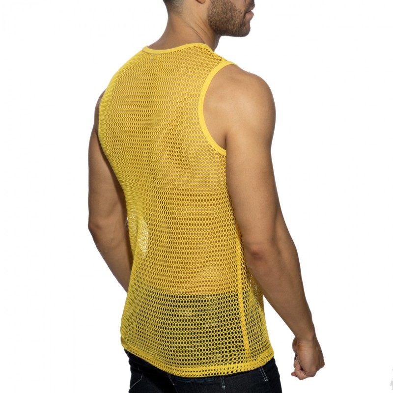 Addicted AD1426 Openwork Fabric Tank Top Yellow