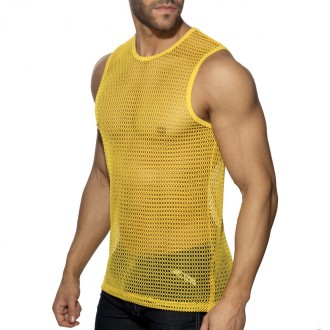 Addicted AD1426 Openwork Fabric Tank Top Yellow