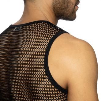 Addicted AD1426 Openwork Fabric Tank Top Black