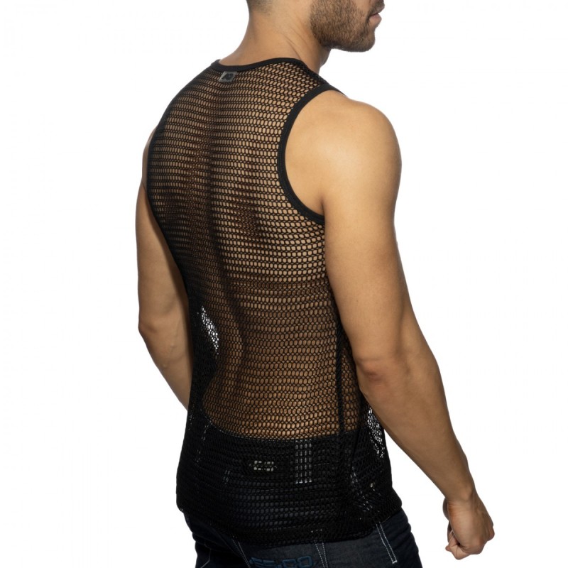 Addicted AD1426 Openwork Fabric Tank Top Black