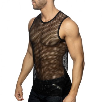Addicted AD1426 Openwork Fabric Tank Top Black