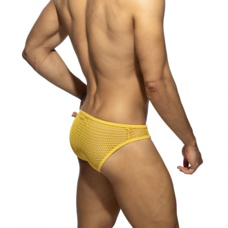 Addicted AD1427 Openwork Fabric Bikini Brief Yellow