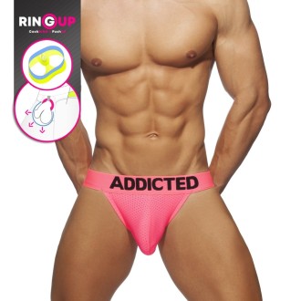Addicted AD954 Ring Up Neon Mesh Jock Neon Pink