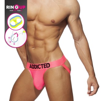 Addicted AD954 Ring Up Neon Mesh Jock Neon Pink