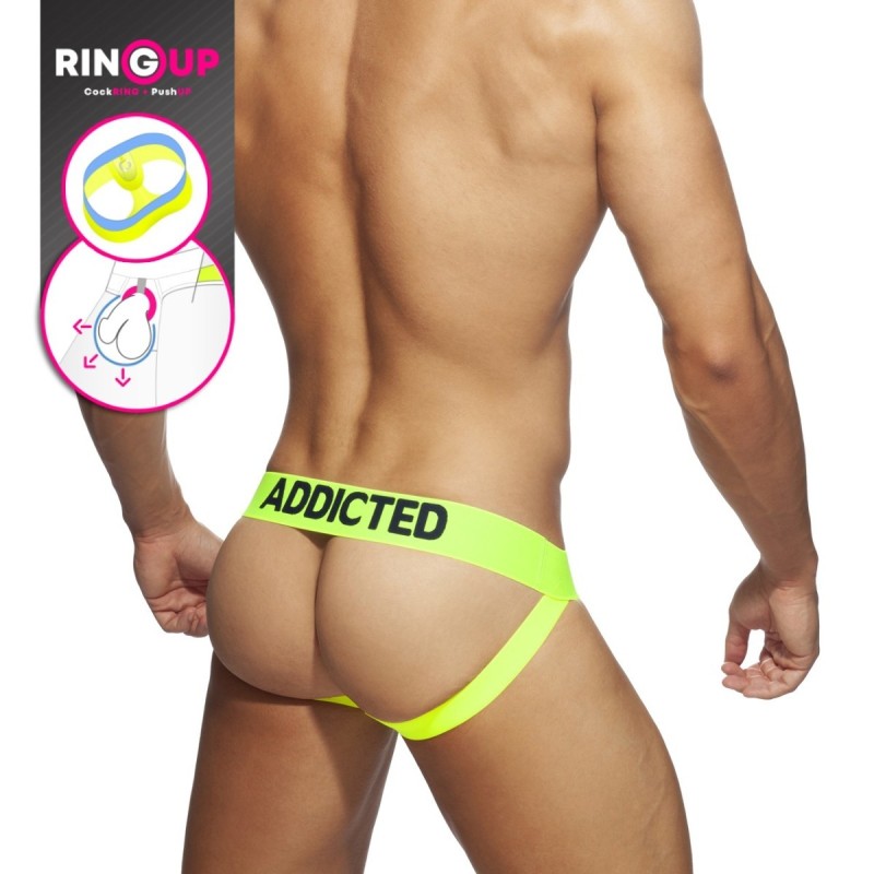 Addicted AD954 Ring Up Neon Mesh Jock Neon Yellow