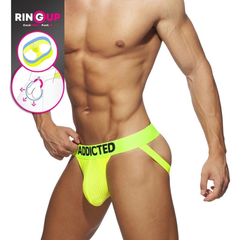 Addicted AD954 Ring Up Neon Mesh Jock Neon Yellow