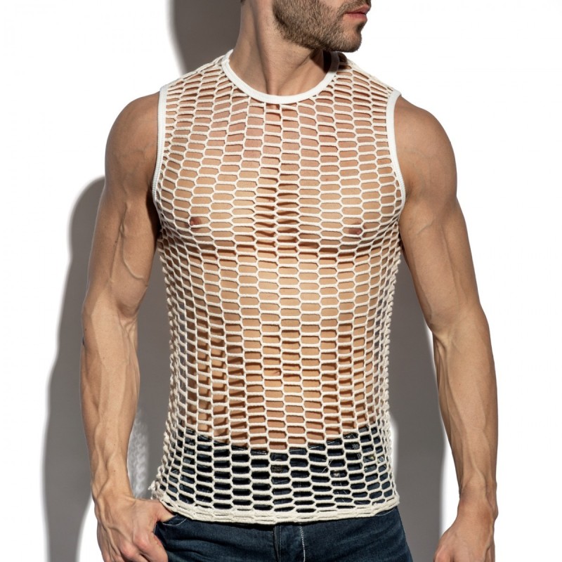 ES Collection TS365 Fishing Line Tank Top Ivory
