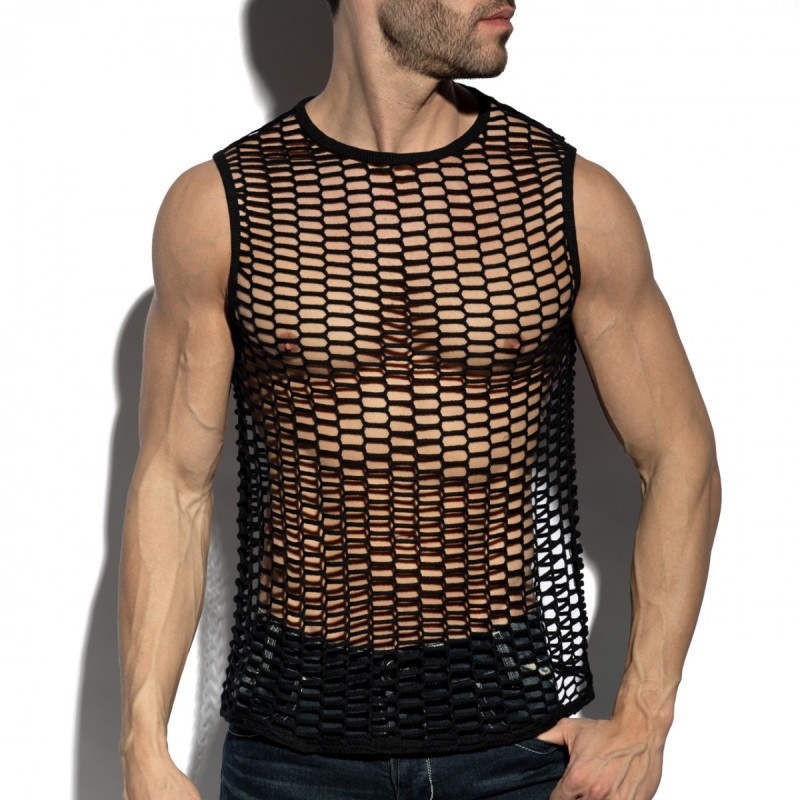 ES Collection TS365 Fishing Line Tank Top Black